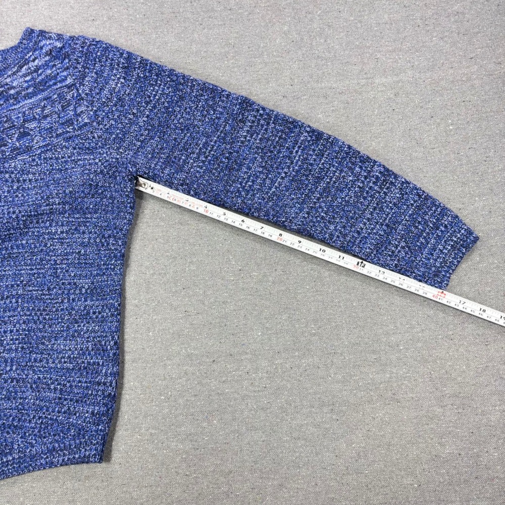 Croft‎ & Barrow Sweater Women Small Blue Marled Knit Lattice Neck Long Sleeve - Picture 7 of 7